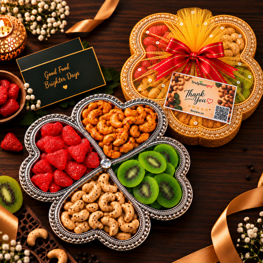 Premium Dry Fruit & Roasted nuts Gift Hamper – 4 Variety Small Combo Platter