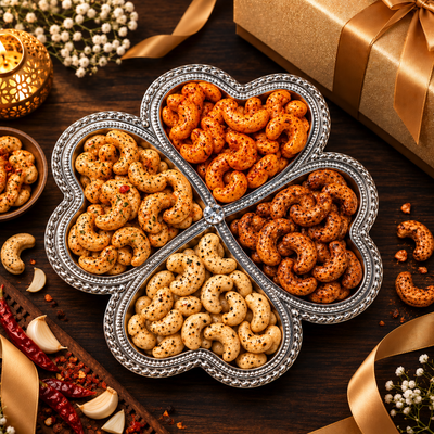 Premium Dry Fruit & Roasted nuts Gift Hamper – 4 Variety Small Combo Platter
